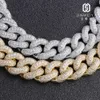 Partihandel Hip Hop 14K Gold Chain Diamond Zircon White Iced Out Cuban Link Men Necklace