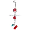 Navel Bell Button Rings Navel Bell Button Rings D0091 Cherry Red Color Belly Ring Drop Leverans smycken Body Dhgarden DHTFL DHEXA
