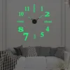 Настенные часы Большие светящиеся часы Смотрите Horloge Murale 3d Diy Акриловые зеркало наклейки