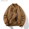 Jaquetas masculinas Outono Inverno Piloto Jaqueta Homens Mulheres Sólidas Jaqueta Vintage Moda Casual Windbreaker Casaco Com Capuz Casal Parkas Azul Khaki Q231109