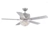 Crystal 52 Inch Ceiling Fans With Light Luxury Chandeliers Lamp Remote Control Home Decor Led Hanging Lamps