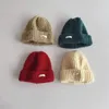 Caps Hats Autumn Winter Vintage Children's Knitted Hat Korean Style Boys Solid Color Brief Curly-brimmed Hat Girls Soft Warm Caps 231108