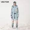 Costumes de ski Épais hommes femmes combinaison de Ski Sports de plein air Snowboard veste chaud saut costume imperméable vêtements d'hiver salopette à capuche 231107