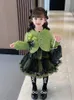 Clothing Sets Girls Clothing Sets for 1-10Ys Winter Glitter Mesh Dress Tops Princess Kids Tweed Teen Autumn Designed Outfits Classic Child 231108