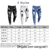 Men's Jeans Men Stretchy Ripped Skinny Biker broidery Cartoon Print Jeans Destroyed Ho Slim Fit Denim High Quality Hip Hop Black Jeans 0408H23