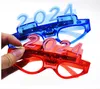 Decoração de festa LED Light Up 2024 Óculos Brilhantes Piscando Óculos Rave Glow Shutter Shades Eyewear para Ano Novo Crianças Adultos Tamanho SN4496