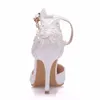 Chaussures habillées Crystal Queen Grande Taille Femmes Blanc Dentelle Talons Hauts Banquet Chaussures De Mariage De Mariée Pompes Pointues Doux Sauvage Simple Sandales 231108