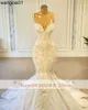 Party Dresses Luxury Mermaid African Women Wedding Dresses 2022 Beaded broidery Sexy White Vintage Lace Organza Bridal Wedding Gown YQ240106