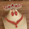 Other Jewelry Sets KMVEXO Baroque Crystal Water Drop Bridal Tiaras Crown Necklace Earrings Bride Wedding Dubai Set 230407