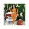 Women'S Tracksuits Solid Zipper Long Sleeve Cropped Trouser Sets Drop Delivery Apparel Womens Clothing Otym5