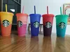 UV machine printing, non-fading, 24 oz Mugs color changing plastic juice with lip and straw magic coffee cup custom 5 pieces