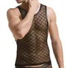 Débardeurs pour hommes maille transparente pour hommes haut transparent résille mince gilet de fitness réservoirs musculaires masculins