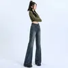 Jeans pour femmes, tendance, Style américain, Vintage, faire de vieilles cloches, Slim, taille haute, Simple, épicé, pantalon long pour fille
