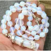 Hangende kettingen 8 mm witte opaal opalite draak genezing chakra reiki nelace 18''Pendant necklassespendant