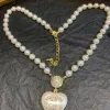 Designer Diamond Pearl Pendant Colliers Love Heart Choker Gold Wedding Family Family Collier Collier de haute qualité Bijoux en gros