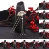 Hårklipp Barrettes est Flower Forks Retro Style Long Tassels Hairnpins Trä Sticks Pearls Bead Step Shake Chinese Wedding Bride