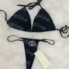 Metal Rhinestone Letter Bikinis Swimwear Summer Designer Women Sexy Thong Biquinis Seaside Beach Three Point Swimsuit