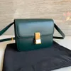 10a Tier Mirror Quality Luxurys Designer Bag Women Medium Purses 18.5cm Polished Cowhide Leather Shoulder Crossbody Classic Blackish Green Box Bag gratis frakt