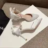 Jurk Schoenen Witte Hoge Hakken Schoenen Voor Vrouwen Zomer Stiletto Ontwerp Bruiloft Bruidsmeisje Pompen Klauwen Hauts Femme Mujer 231108