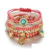 チャームブレスレットラッキーハンド邪悪な青い目チャームMticolorブレスレットバングルズトルコのmtilayer beads boho statement women bracelet drop d dhdxi