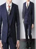 Men's Suits Stripe Tuxedo Casual Dress Suit Jacket Vest & Pants