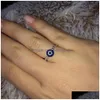 Anillos de banda Moda Mal de ojo Reducir la presión Anillo con cuentas de vidrio para mujeres Exquisito Relajarse Ansiedad Fidget Meditación Anillos ajustables Judío DHV5G