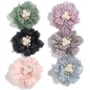 Hair Accessories 200Pcs 5cm 2" Fabric Flowers For Baby Girls Head Silk Flower Bouquet With Pearl Headbands