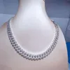 W pełni VVS Moissanite Cuban Link łańcuch drobny Hip Hop Baguette Diamond Men Naszyjnik 925 Srebrna bransoletka