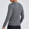 Men lu Yoga Outfit Sports Long Sleeve T-shirt Mens Sport Style Shirts Training Fitness Clothes Elastic Quick Dry Sportwear Top Plus Size 5XL Leisure atmosptryry