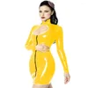 Casual jurken vrouwen ritssluiting vooraan bodycon mini jurk plus maat lange mouw vintage sleutelgat pvc sexy verjaardagsfeestje club slijtage vestido