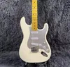 ST Electric Guitar Cream Yellow Color Mahogany Body Maple Fingerboard Metallic Pickguard High Quality Guitarra Free Shipping