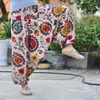 Męskie spodnie mężczyźni kobiety wydrukowane workowate harem gypsy hipis hip hop jogger upuść krońcowe spodnie wiosna letnie bawełniane lniane spodnie