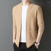 Pulls pour hommes Cardigan de mode coréenne 2023 Automne épais mélange de laine pull manteau à manches longues mâle décontracté slim fit vêtements d'extérieur avec poches