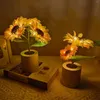 Luzes noturnas de girassóis Flores artificiais LED USB Recarregável Artes de arte leve Lâmpada Lâmpada Presentes de ornamento para casa