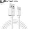 Câble de chargement USB vers type C, 2 m, chargeur rapide USB A vers USB C, cordon de charge de 3 pieds