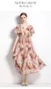 2023 Casual Kleider Sommer Blume Gedruckt Urlaub Plissee Lange Kleid Frauen V-ausschnitt Fliegen Kurzarm Hohe Taille Schlank Strand Boho robe