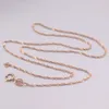 Kedjor äkta Real 18K Rose Gold 1mm Singapore Link Chain Halsband för kvinna 16 tum