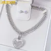 Chokers kan öppnas hjärta Po Pendant Necklace Silver Color Iced 5mm Tennis Chain Cubic Zirconia Fashion Women Män smycken 230408