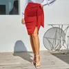 Skirts KK Woman Clothing Bow-Knot Decorated High Waist Side Slit Hips-Wrapped Bodycon Skirt Fashion Lady Slim Basic Tube Pencil