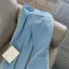 Pantaloni a due pezzi Giacca a due pezzi Imitazione Denim Blu Glitter Retro Set da donna Autunno Inverno 2023 Elegante Office Lady