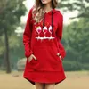 Kadın Hoodies Ladies Noel Kırmızı Şarap Kupası Baskılı Kapşonlu Üst Gömlek Uzun Kollu Eklenti Yumuşak Sweatshirt Ropa Mujer