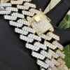 High Quality Style 18mm 14 k Gold and Silver Plated Brass Cz Stone Hip Hop Chain Necklace