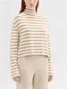 Women's Knits Autumn Winter 2023 Contrast Color Striped Turtleneck Sweater Ladies Long Sleeve Loose Cashmere Wool Blended Pullover