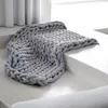 S Mode Hand Made Dikker Merinowol Dik Big Yarn Roving Geknakte Warm Throw -deken voor Sofa Plaid Cover W0408