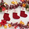 Chaussettes tricotées de Noël Alphabet de flocon de neige rouge 26 lettres Pendentif d'arbre de Noël Ornements de Noël Décorations pour cadeaux de fête de vacances en famille DHL