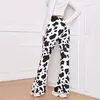 Kvinnor Pants Cow Print Borsted Blad Stretch Fashion Micro Zebra Animal Printed