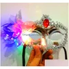 Party Masks Italy Ny stil led Venedig Glänsande blinkande prinsessa maskans sida plätering spetsig blommor lysande maskerad droppe deliv dhyvm