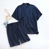 Kobietowa odzież sutowa Summer Japońska Kimono PaJamas Para Zestaw Cienki Bawełniany krepowy Krótki rękaw Dwuczęściowy rękaw dla kobiet w domu 230408