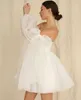 2024 Short A-Line Wedding Dress Strapless Neck Bride Robes Backless Bridal Party Gowns Off The Shoulder Bow Vestidos De Novia