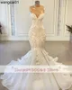 Abiti per feste Luxury sirena africane Domande da sposa Abiti da sposa 2022 Broidery perline Sexy White Vintage Vintage Organda Bridal Wedding Abito da sposa 0408H23